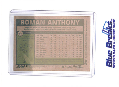 2026 Topps Heritage - Roman Anthony - White Border - RC - Boston Red Sox - Baseball - #86