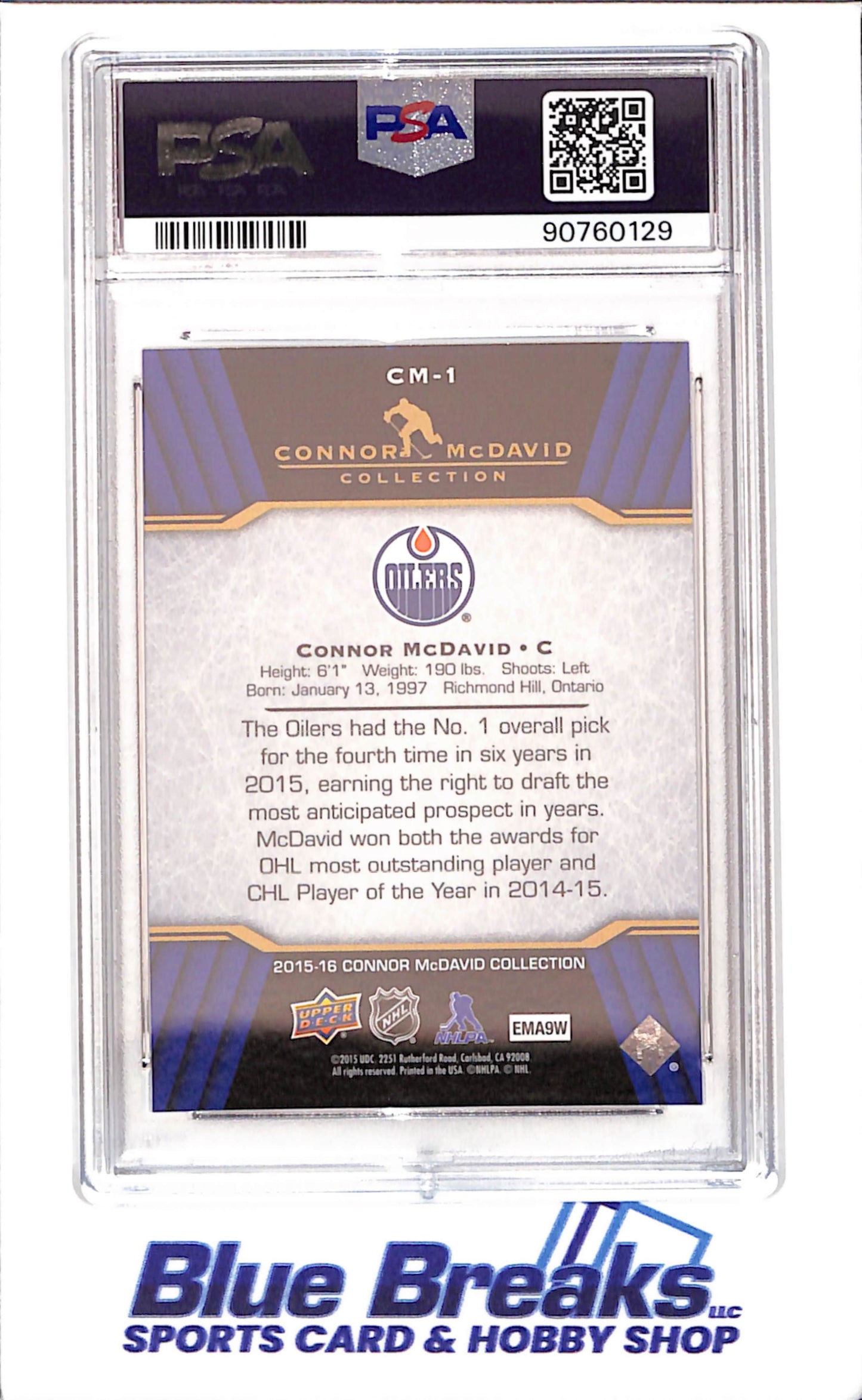 2015 Upper Deck - Connor McDavid Collection - CM1 - CM25 - 25 cards - PSA 10 - hockey - Oilers