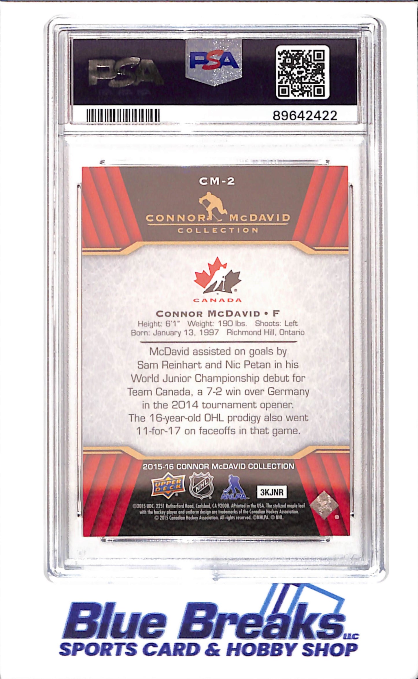 2015 Upper Deck - Connor McDavid Collection - CM1 - CM25 - 25 cards - PSA 10 - hockey - Oilers