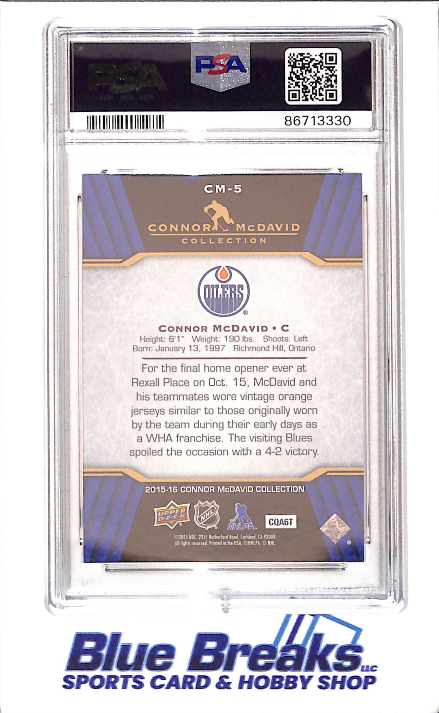 2015 Upper Deck - Connor McDavid Collection - CM1 - CM25 - 25 cards - PSA 10 - hockey - Oilers