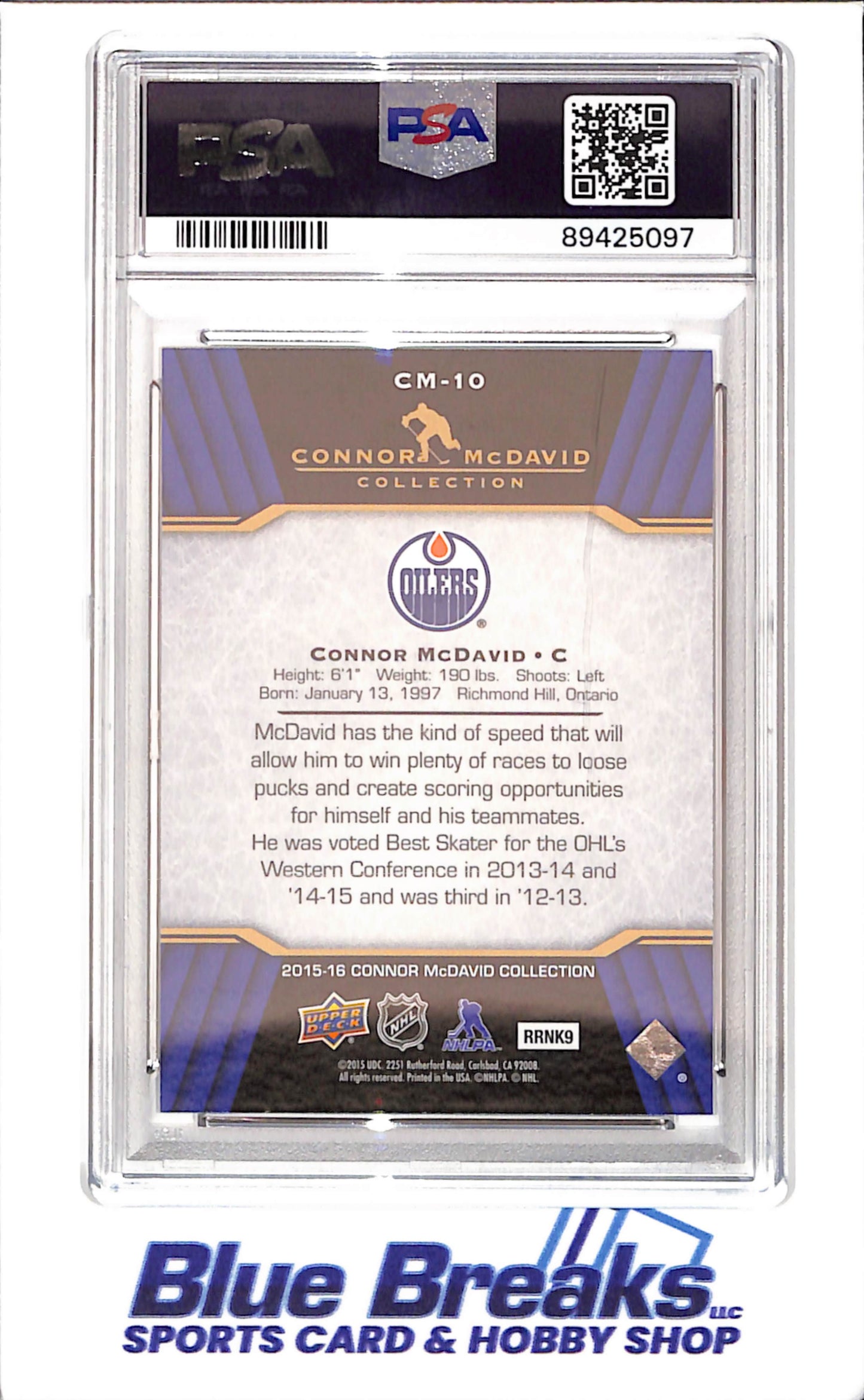 2015 Upper Deck - Connor McDavid Collection - CM1 - CM25 - 25 cards - PSA 10 - hockey - Oilers