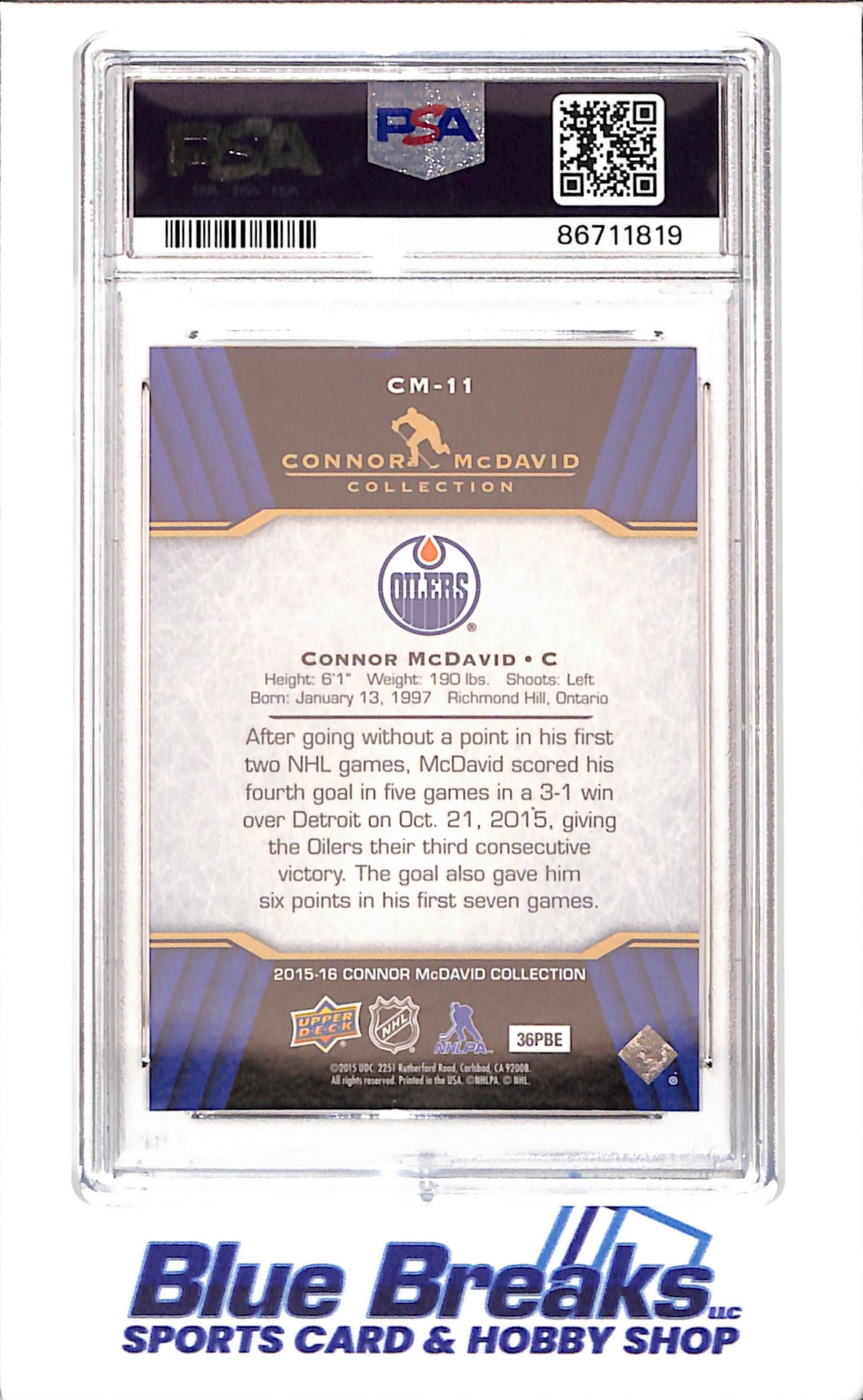 2015 Upper Deck - Connor McDavid Collection - CM1 - CM25 - 25 cards - PSA 10 - hockey - Oilers