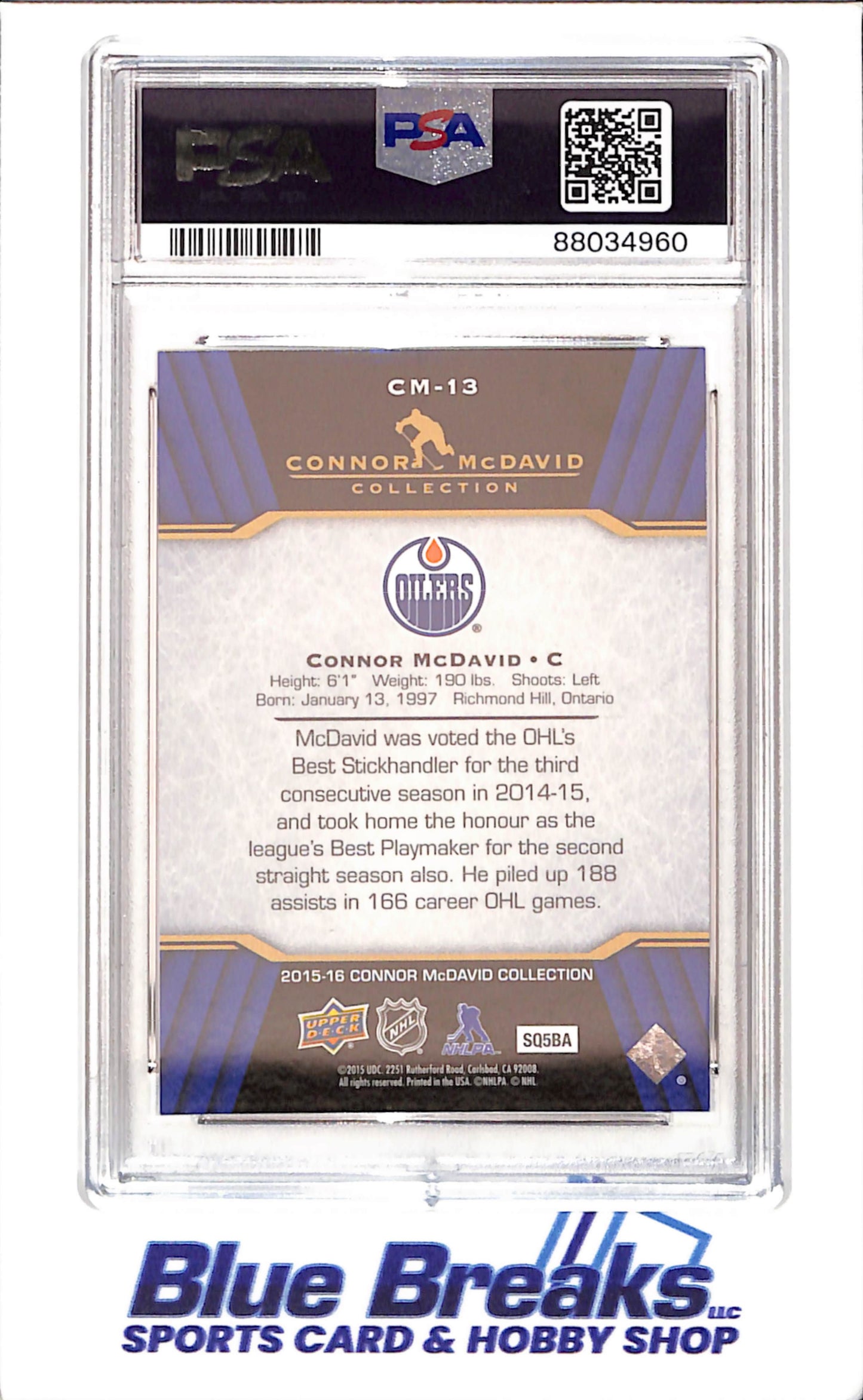 2015 Upper Deck - Connor McDavid Collection - CM1 - CM25 - 25 cards - PSA 10 - hockey - Oilers