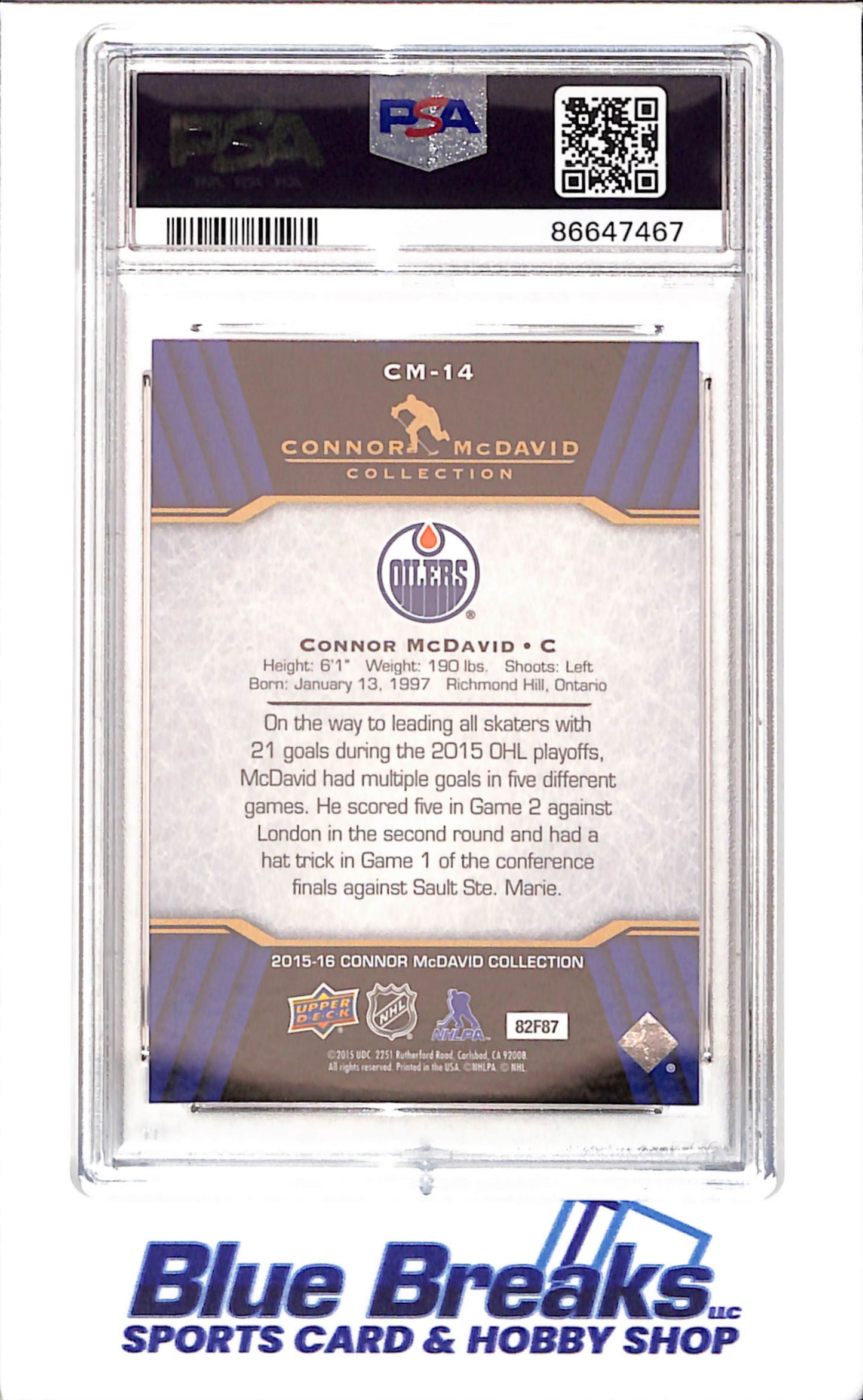 2015 Upper Deck - Connor McDavid Collection - CM1 - CM25 - 25 cards - PSA 10 - hockey - Oilers