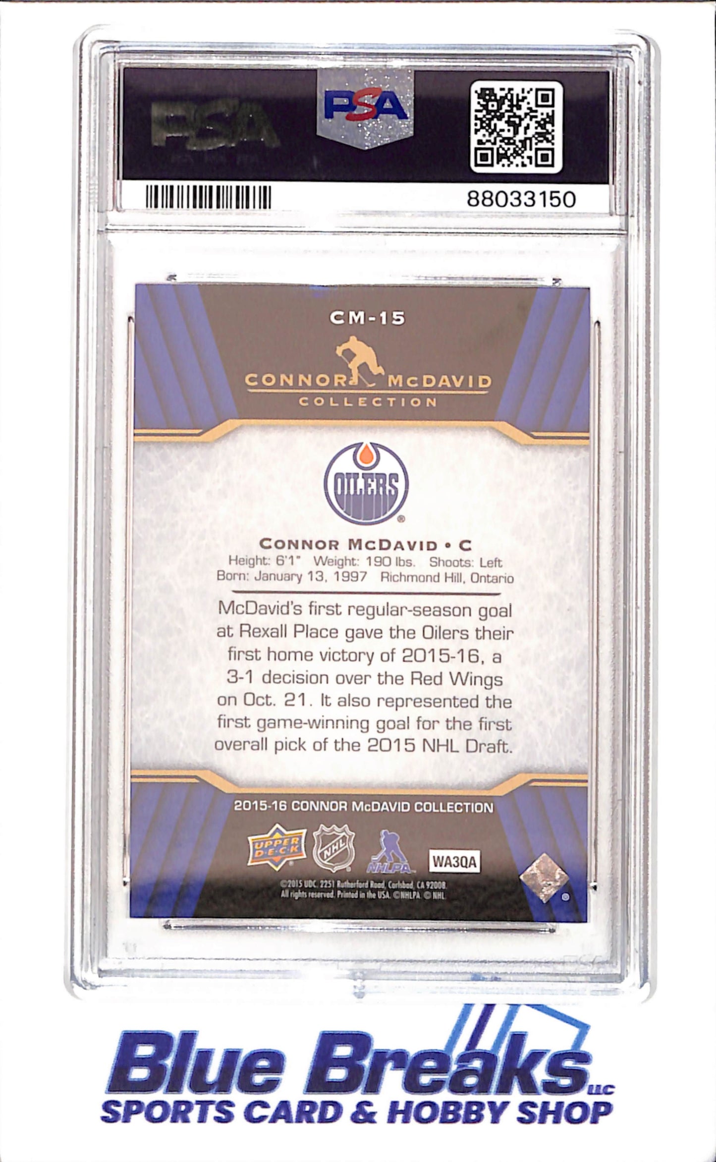 2015 Upper Deck - Connor McDavid Collection - CM1 - CM25 - 25 cards - PSA 10 - hockey - Oilers