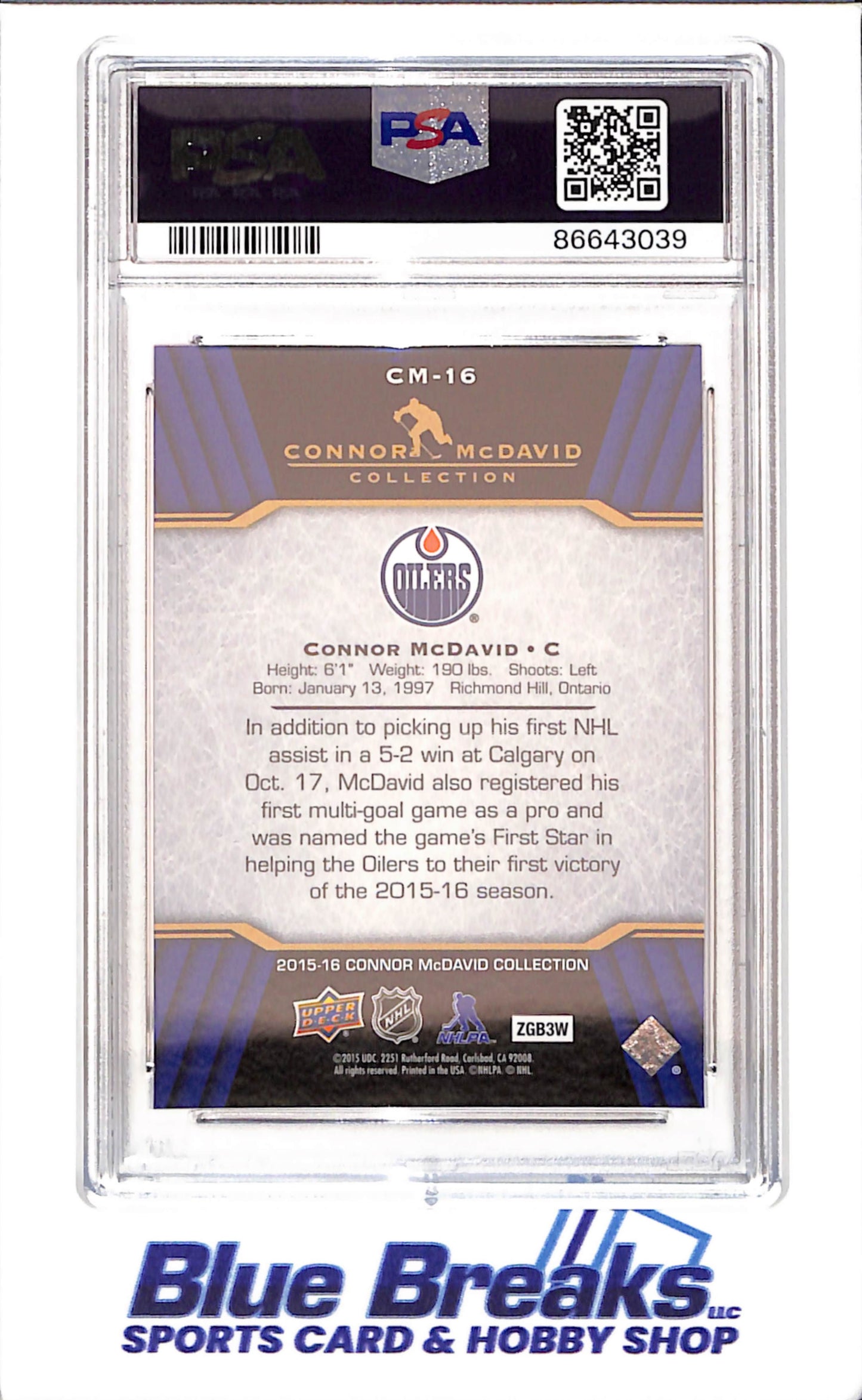 2015 Upper Deck - Connor McDavid Collection - CM1 - CM25 - 25 cards - PSA 10 - hockey - Oilers