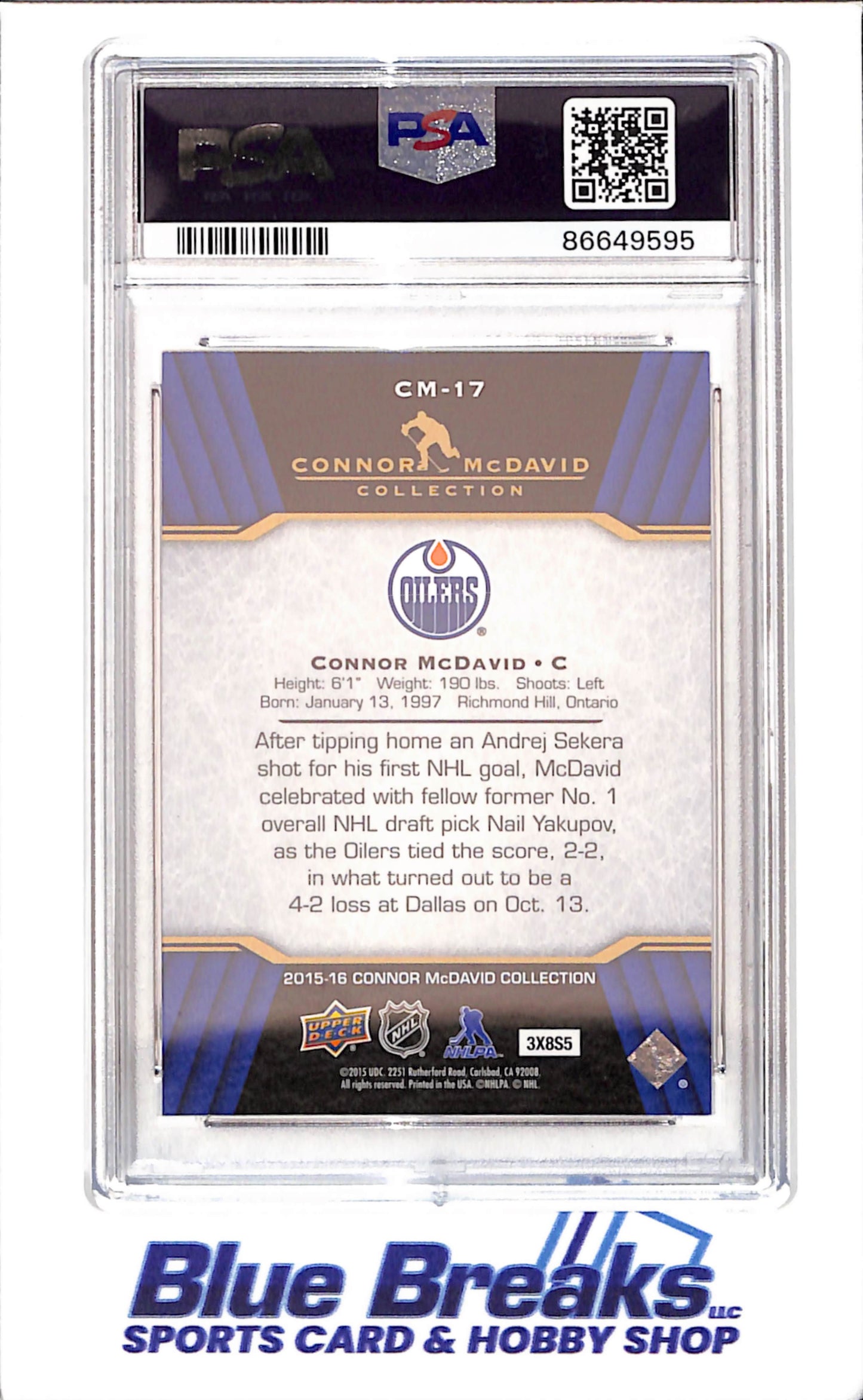 2015 Upper Deck - Connor McDavid Collection - CM1 - CM25 - 25 cards - PSA 10 - hockey - Oilers