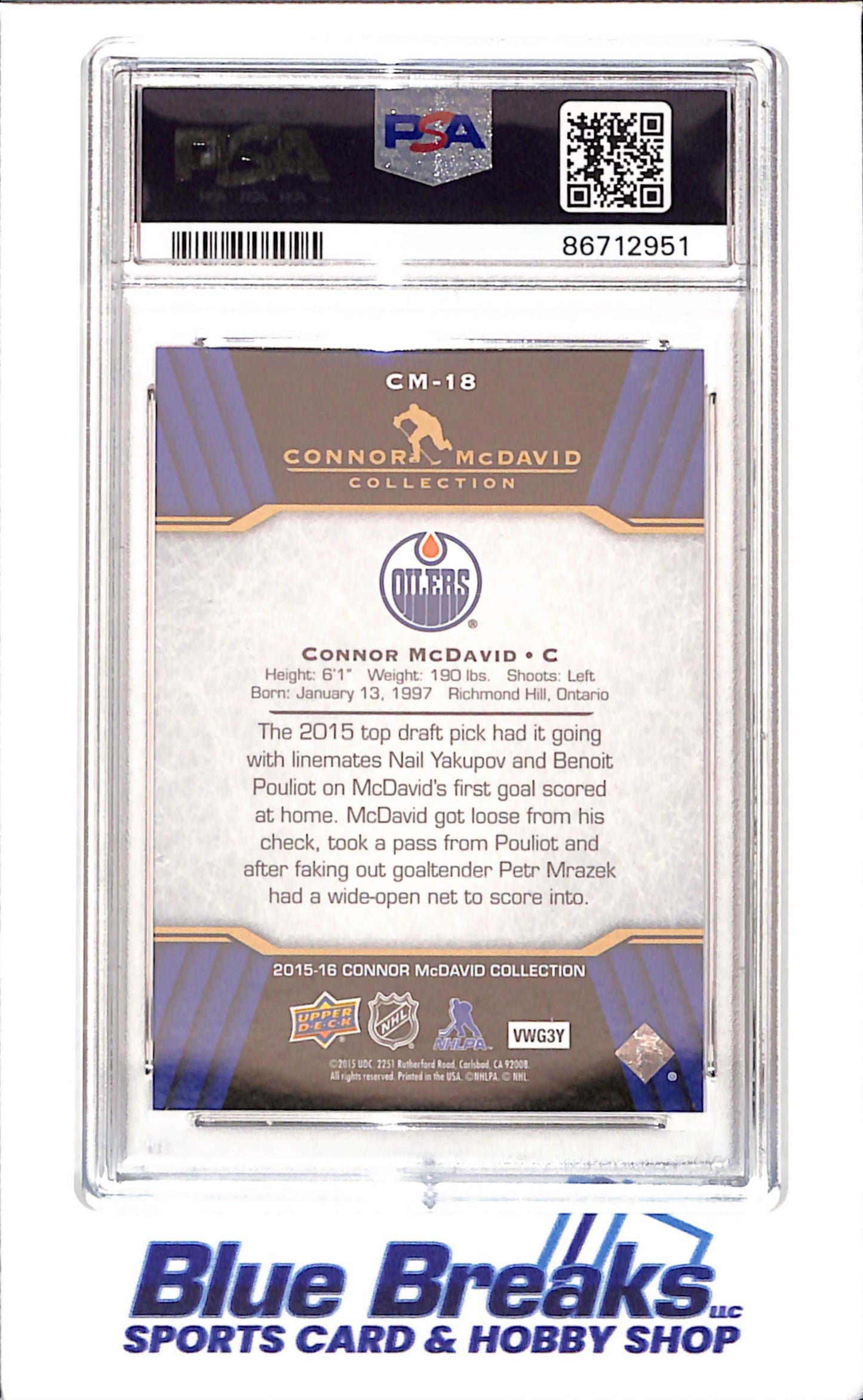 2015 Upper Deck - Connor McDavid Collection - CM1 - CM25 - 25 cards - PSA 10 - hockey - Oilers