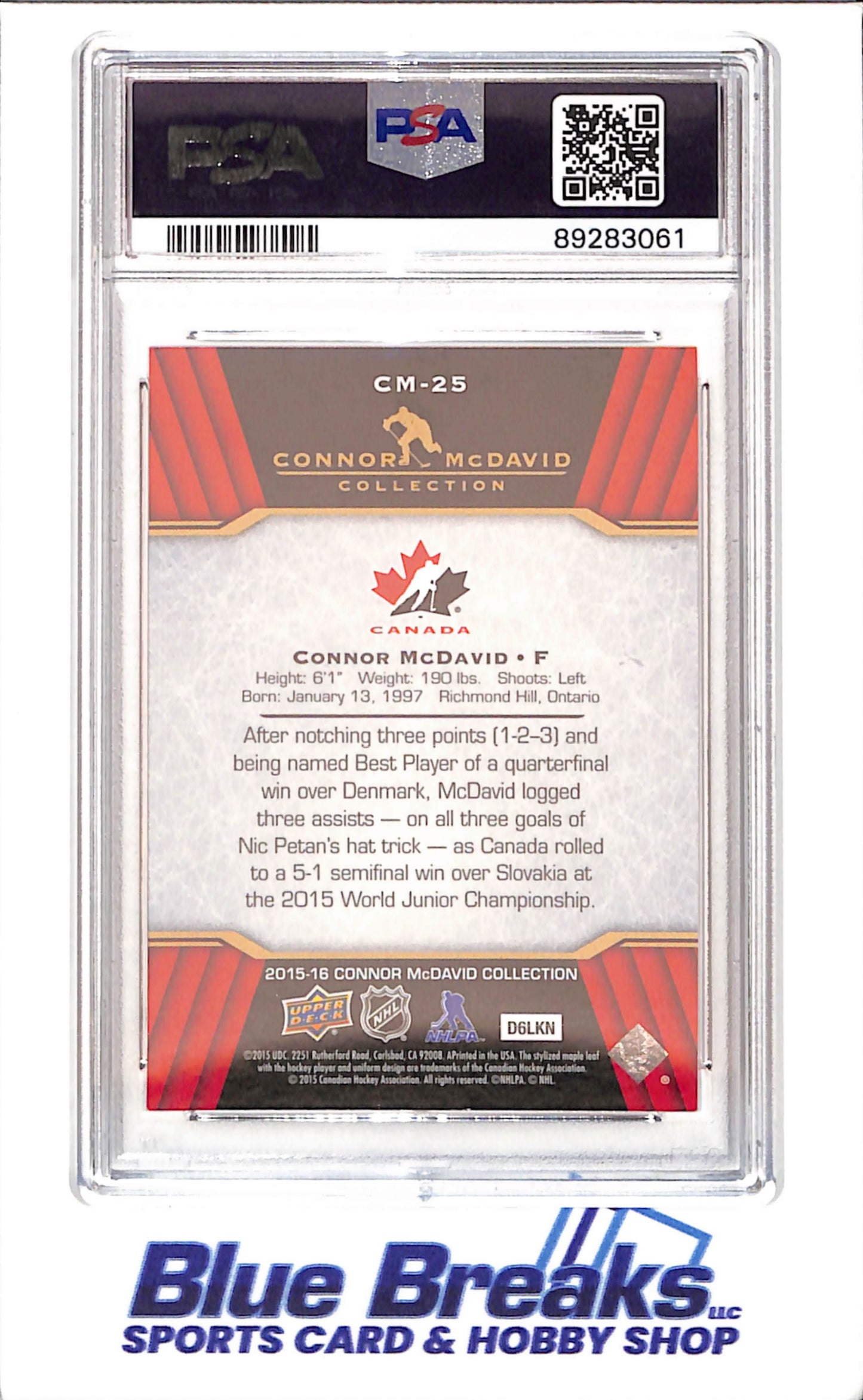 2015 Upper Deck - Connor McDavid Collection - CM1 - CM25 - 25 cards - PSA 10 - hockey - Oilers