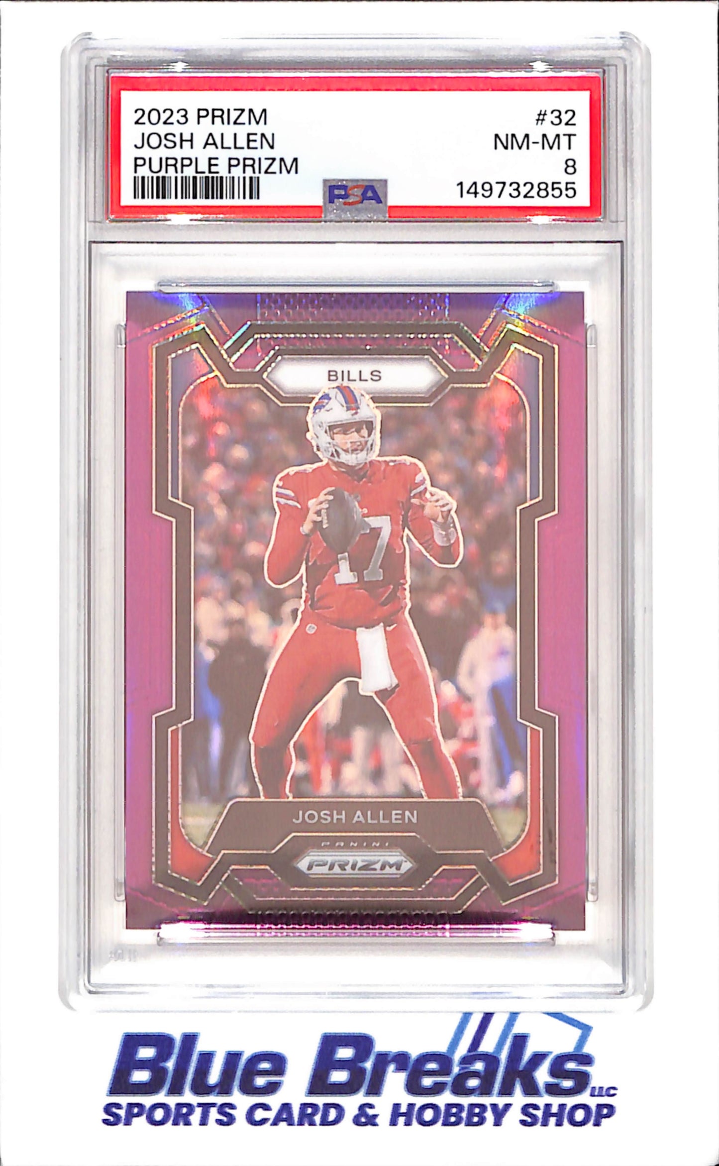 2023 Prizm - Josh Allen - Purple - 19/125 - PSA 8 - Buffalo Bills - Football - #32