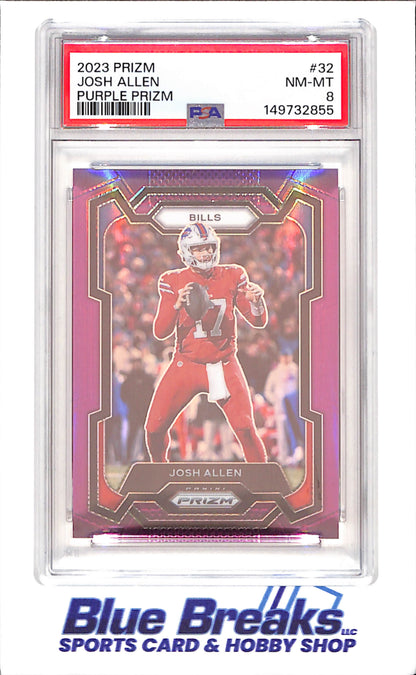 2023 Prizm - Josh Allen - Purple - 19/125 - PSA 8 - Buffalo Bills - Football - #32