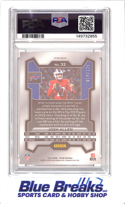 2023 Prizm - Josh Allen - Purple - 19/125 - PSA 8 - Buffalo Bills - Football - #32