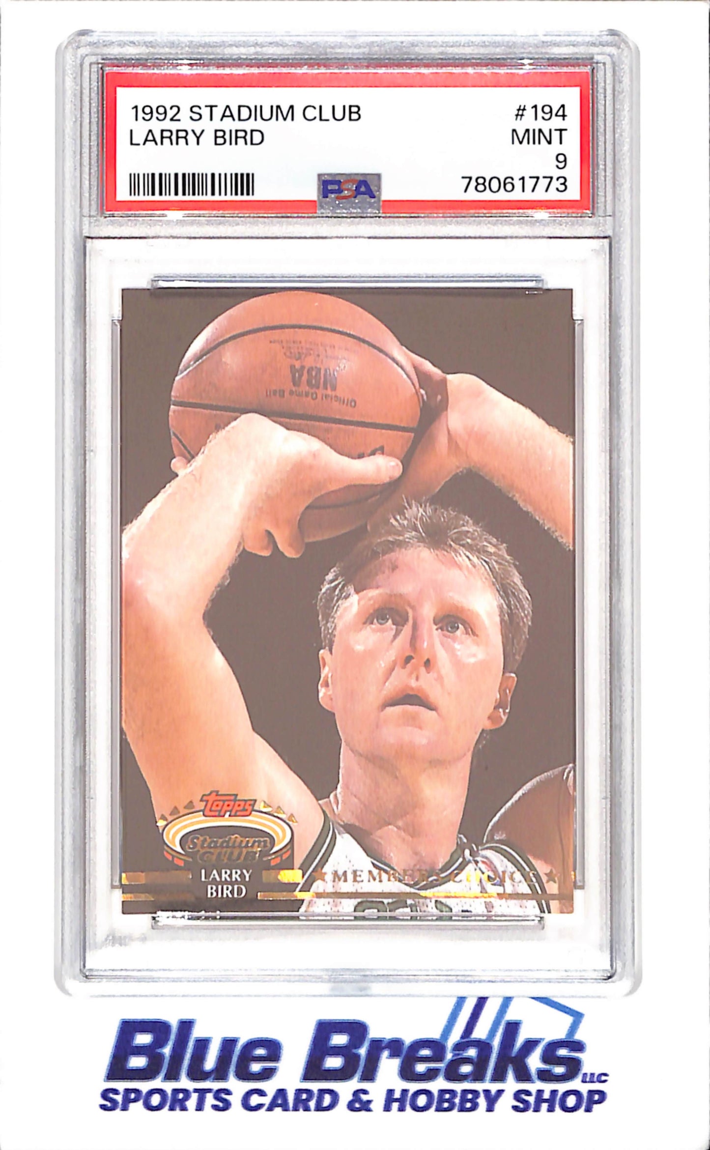 1992 Stadium Club - Larry Bird - PSA 9 - Boston Celtics - Basketball - #19