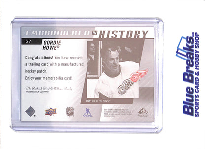 2021-22 SP Game Used - Gordie Howe - Embroidered in History Patch - Detroit Red Wings - Hockey - #57