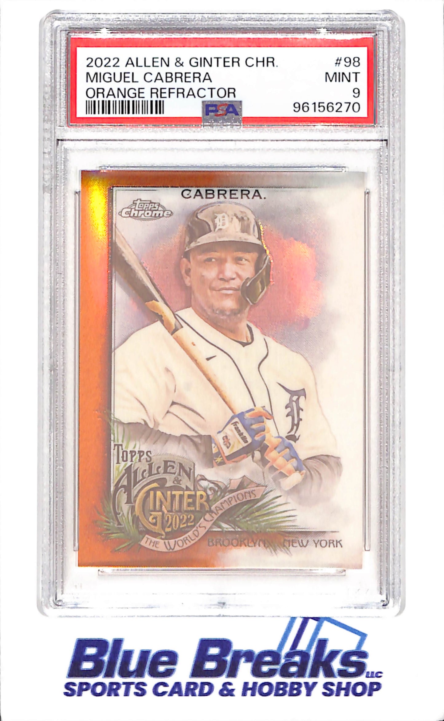 2022 Topps Allen & Ginter Chrome - Miguel Cabrera - Orange Refractor - 10/25 - PSA 9 - Detroit Tigers - Baseball - #98