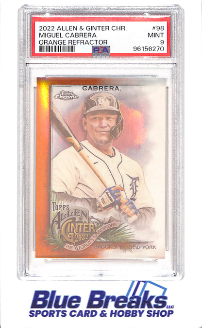 2022 Topps Allen & Ginter Chrome - Miguel Cabrera - Orange Refractor - 10/25 - PSA 9 - Detroit Tigers - Baseball - #98