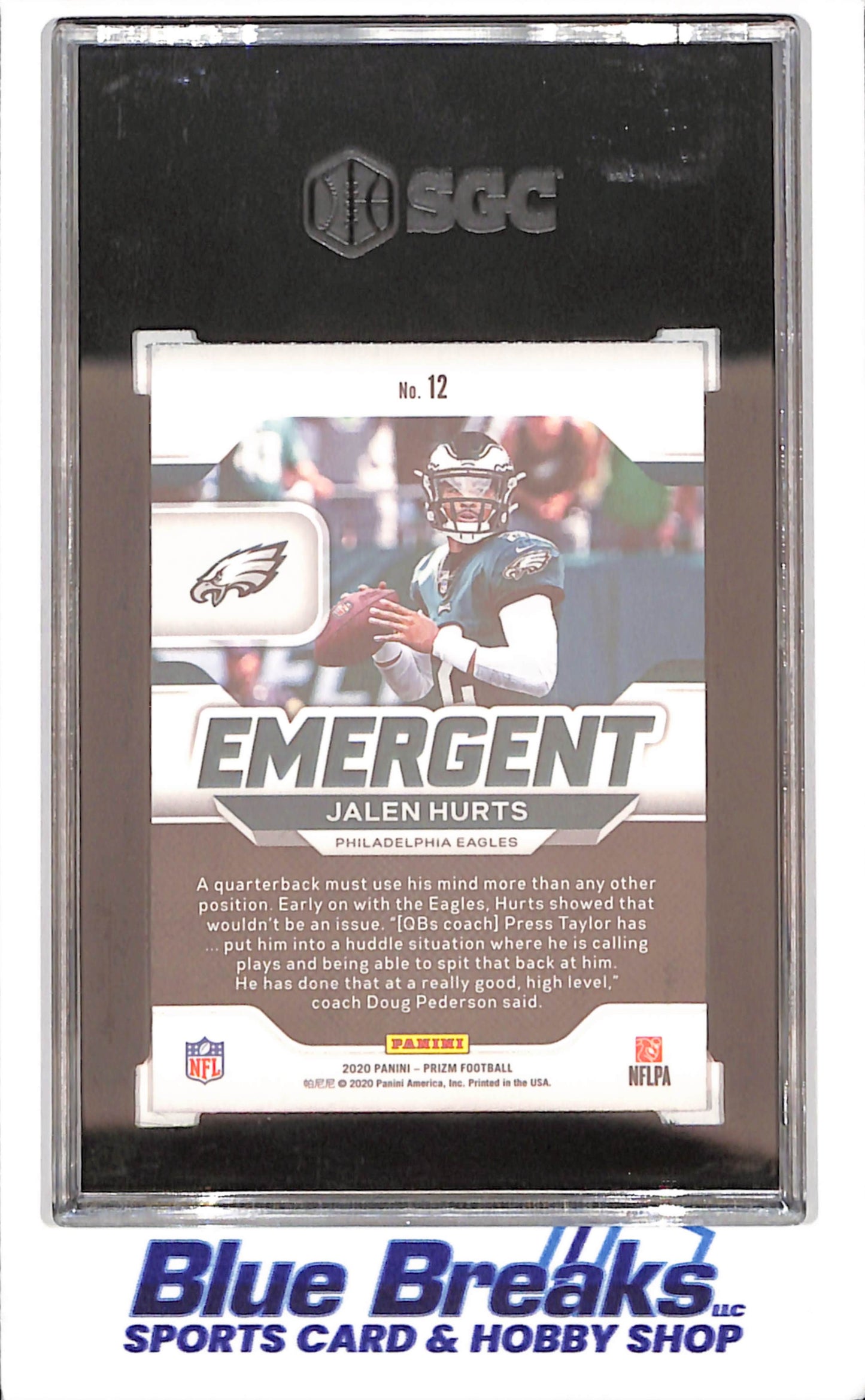 2020 Panini Prizm - Jalen Hurts - RC - Emergent - SGC 9.5 - Philadelphia Eagles - Football - #12
