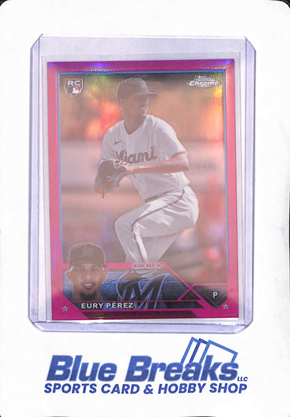 2023 Topps Chrome - Eury Perez - Pink - Miami Marlins - 155/399 - RC - Baseball - #USC100