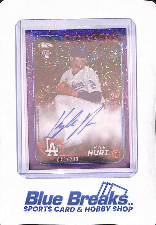 2024 Topps Chrome - Kyle Hurt - Autograph  - Purple Speckle - RC - Los Angeles Dodgers - 046/299 - Baseball - #RA-KHU