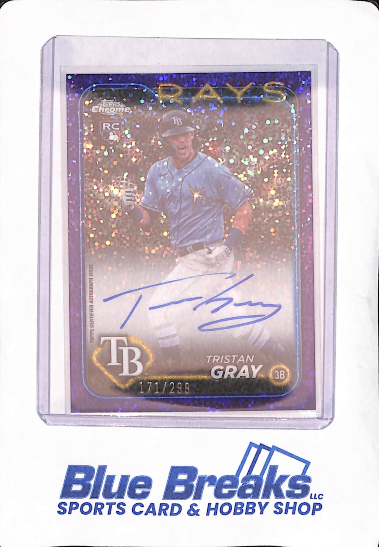 2024 Topps Chrome - Tristan Gray - Autograph - Purple Speckle - Tampa Bay Rays - RC - Baseball - 171/299 - #RA-TGR