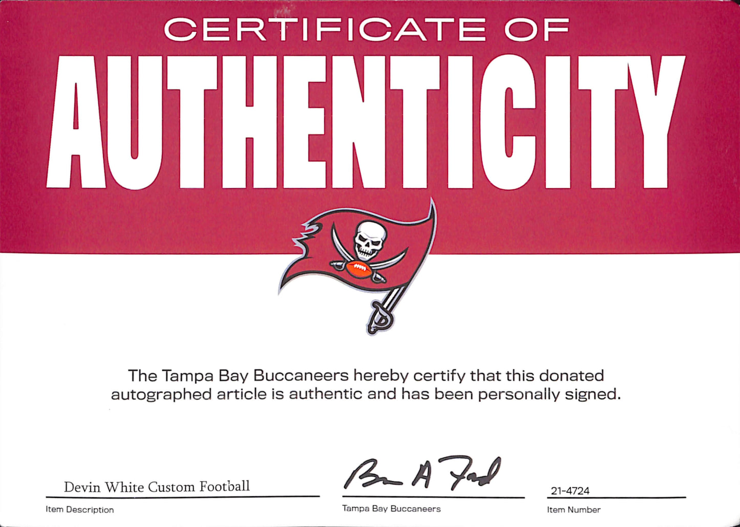 Autographed Football - Devon White - Tampa Bay Buccaneers - Football - COA