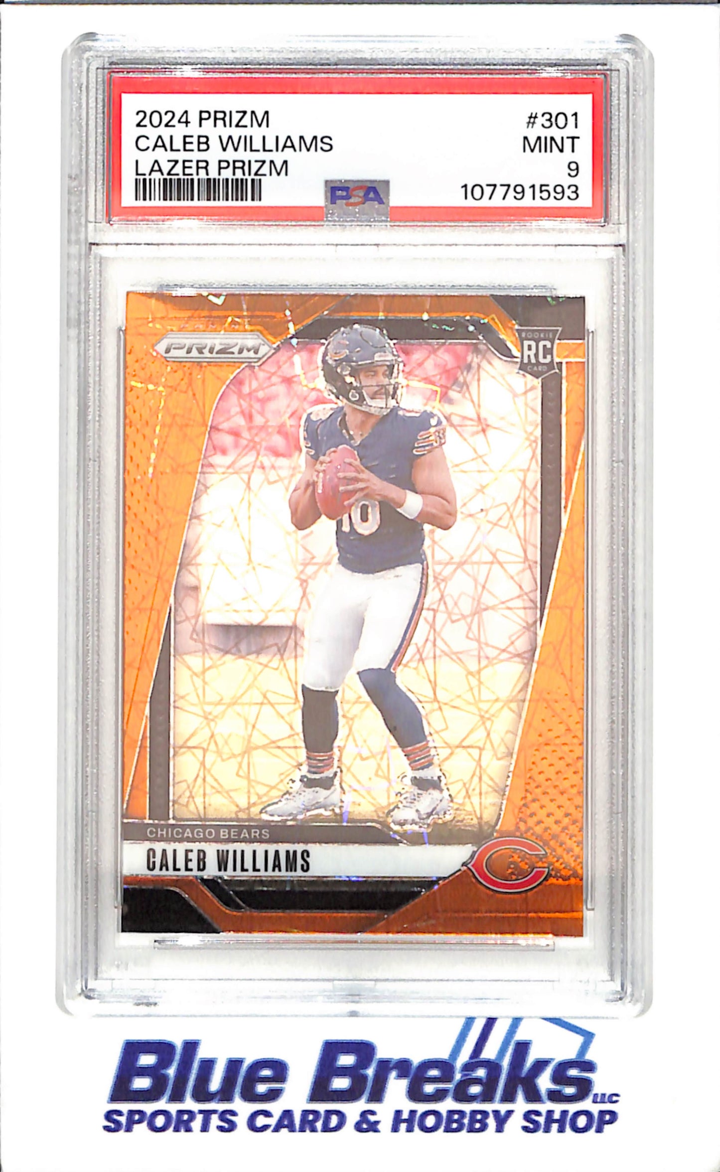 2024 Prizm - Caleb Williams - Orange Lazer Prizm - RC - PSA 9 - Chicago Bears - Football - #301
