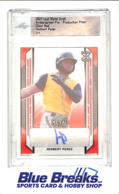 2021 Leaf Metal Draft - Herbert Perez - Pre-Production Proof - Clear Red - 1/1 - Autograph - Washington Nationals - Baseball
