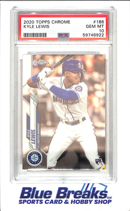 2020 Topps Chrome - Kyle Lewis - RC - PSA 10 - Seattle Mariners - Baseball - #186
