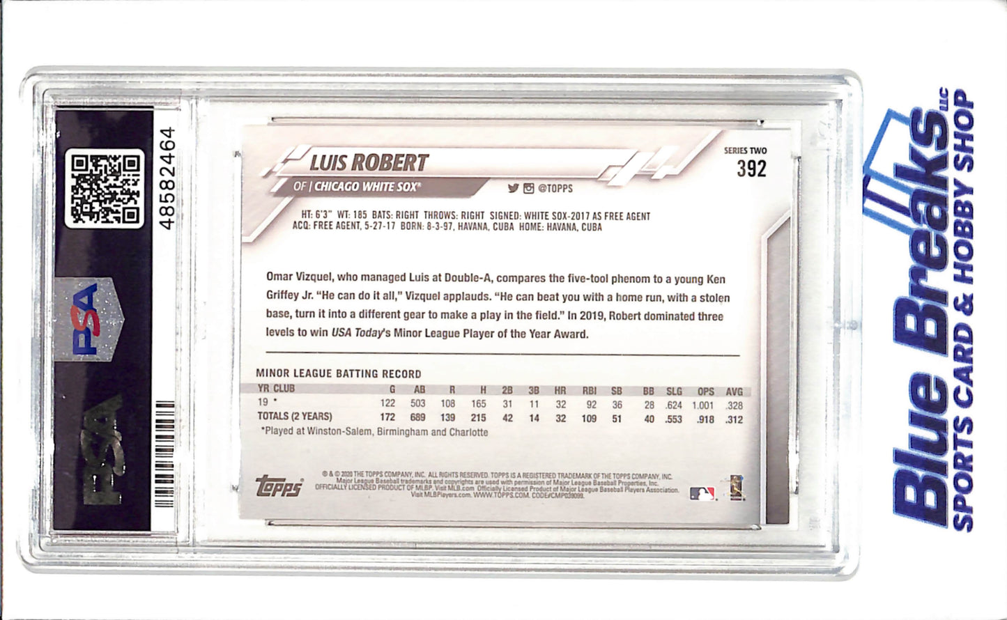 2020 Topps - Luis Robert - RC - PSA 10 - Chicago White Sox - Baseball - #392