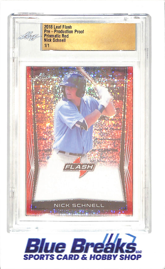 2018 Leaf Flash - Nick Schnell - Pre-Production Proof - Prismatic Red - 1/1 - San Diego Padres - Baseball