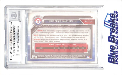 2019 Bowman Chrome - Julio Pablo Martinez - Chrome Mega Prospects Refractor - Beckett 8.5 - Bowman 1st - Texas Rangers - Baseball - #BCP30