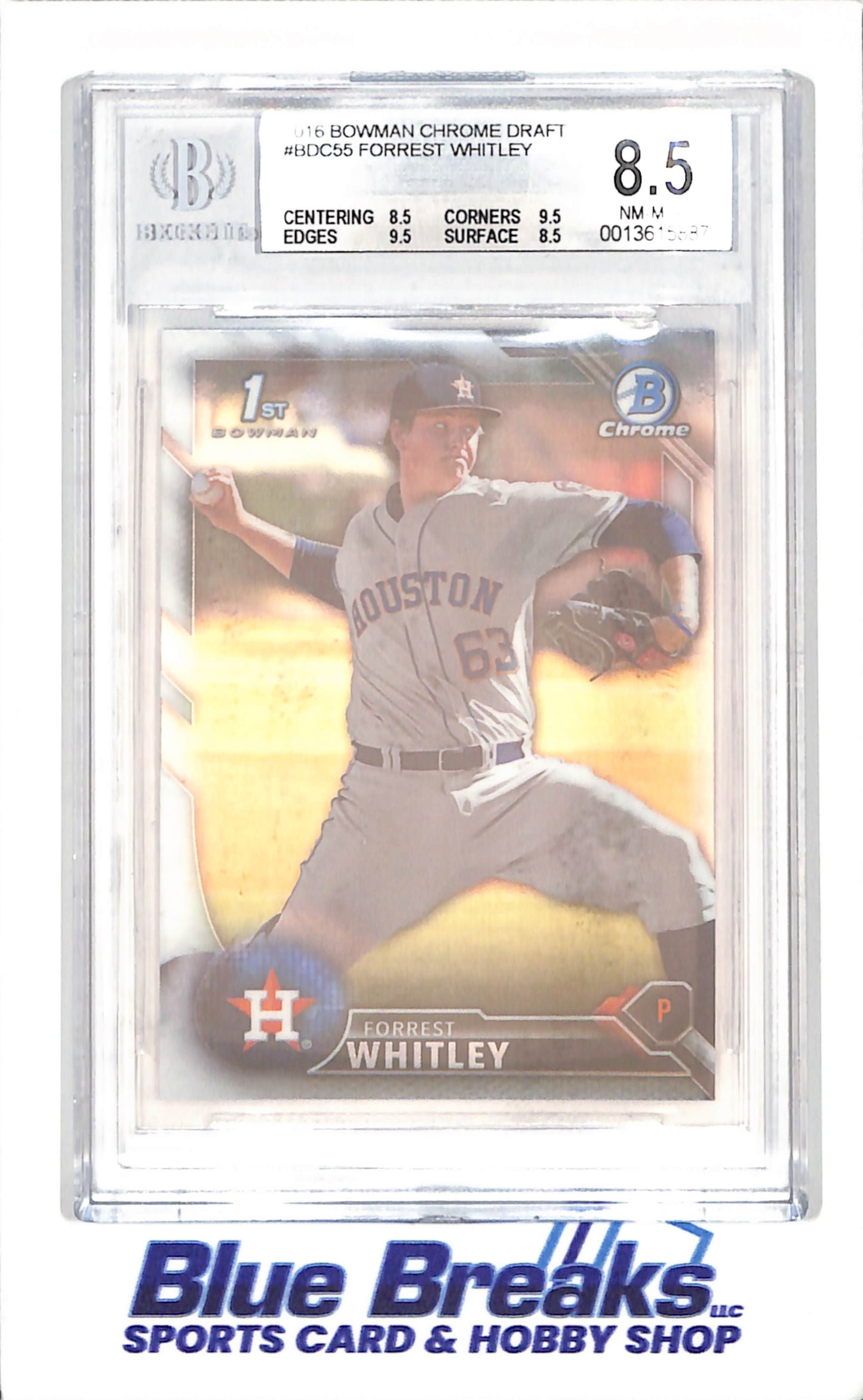 2016 Bowman Chrome Draft - Forrest Whitley - Bowman 1st - Beckett 8.5 - Houston Astros - Baseball - #BDC-55