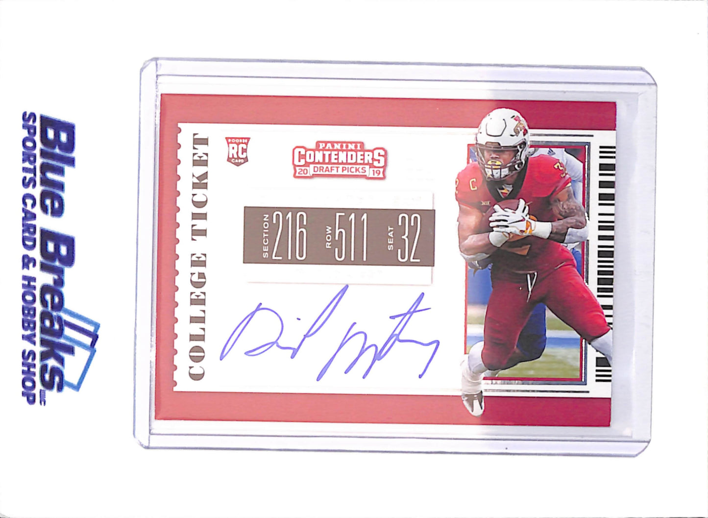 2019 Panini Contenders Draft Picks - David Montgomery - College Ticket - RC - Autograph - Iowa State Cyclones - Football - #118