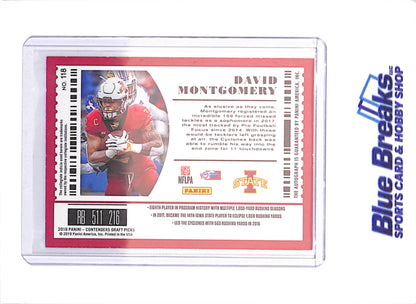 2019 Panini Contenders Draft Picks - David Montgomery - College Ticket - RC - Autograph - Iowa State Cyclones - Football - #118