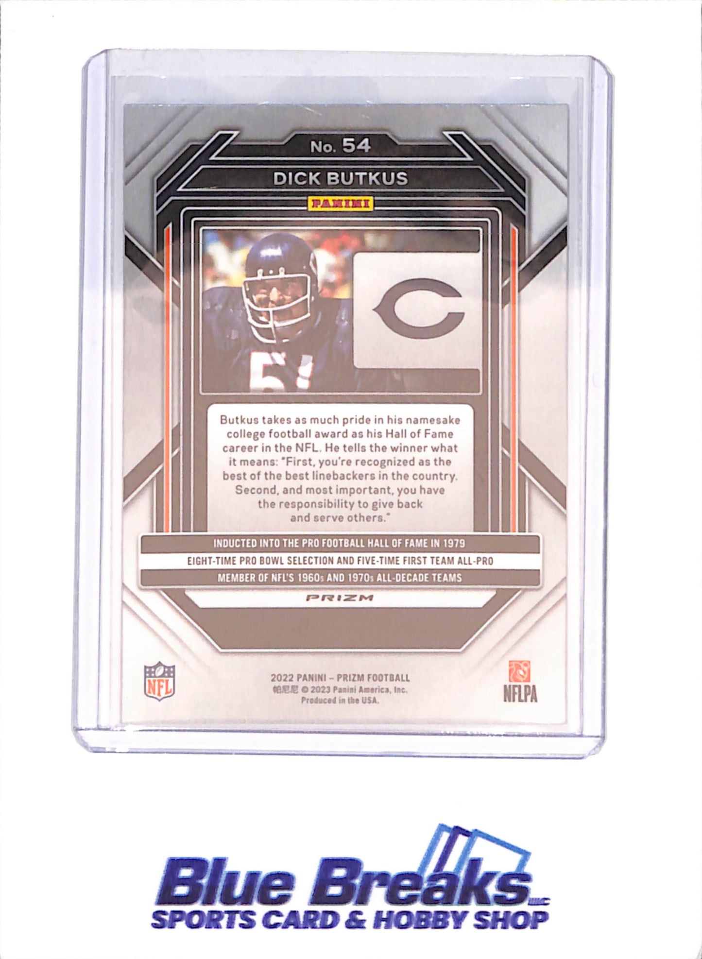 2022 Panini Prizm - Dick Butkus - Black & White Checkerboard - Chicago Bears - Football - #54