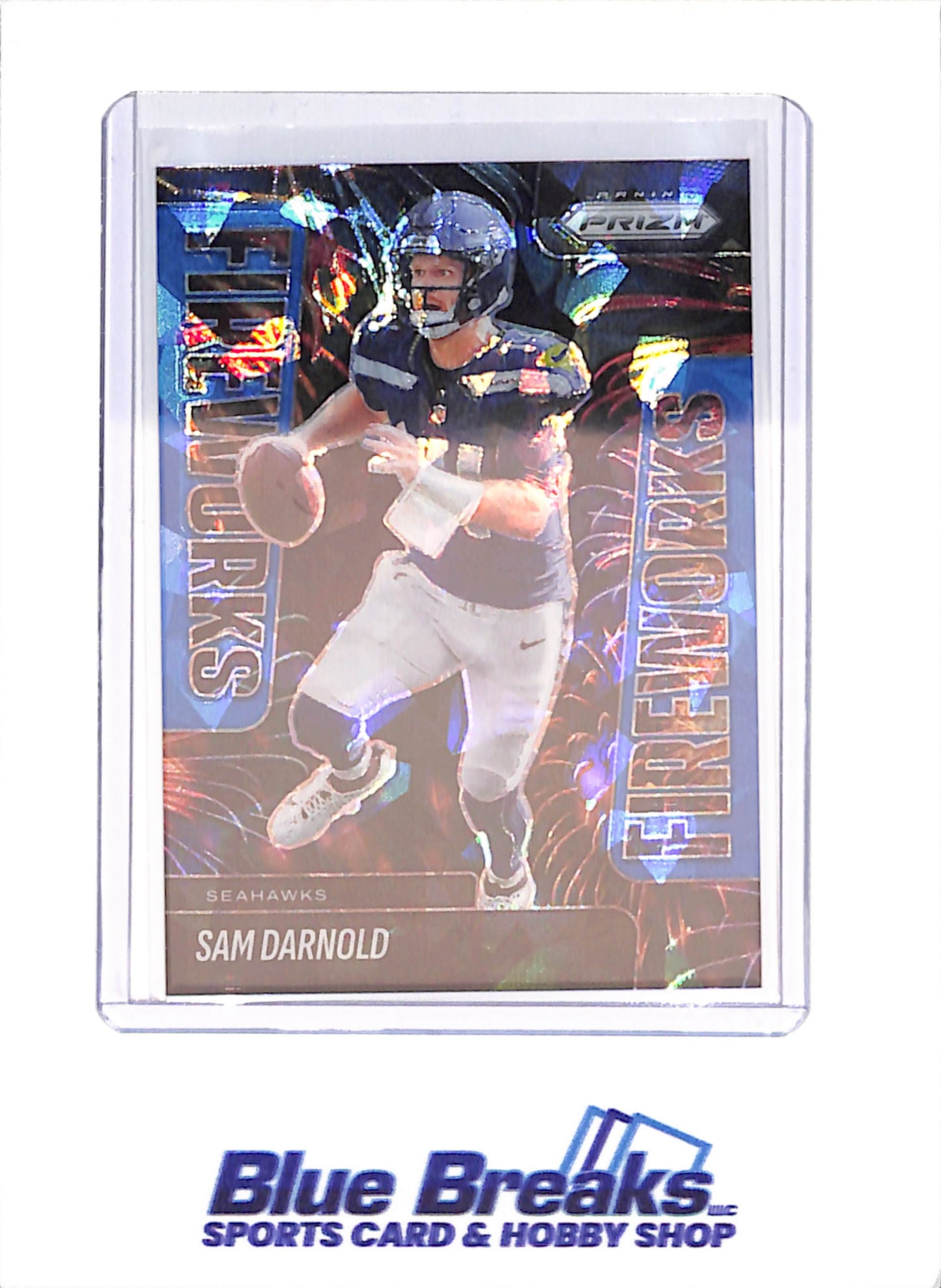 2025 Panini Prizm - Sam Arnold - FOTL - Fireworks - Blue Ice - 69/99 - Seattle Seahawks - Football - #3