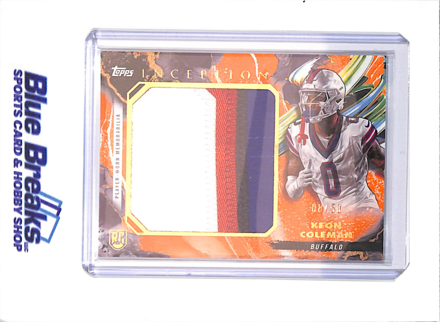 2024 Topps Inception - Keon Coleman - RC - Orange - 8/50 - Player-worn Memorabilia - Buffalo Bills - Football - #RJR-KC