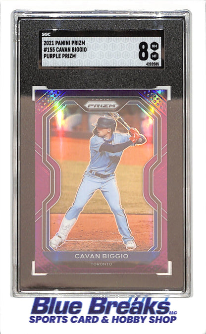 2021 Panini Prizm - Cavan Biggio - Purple Prizm - PSA 8 - Toronto Blue Jays - Baseball - #155
