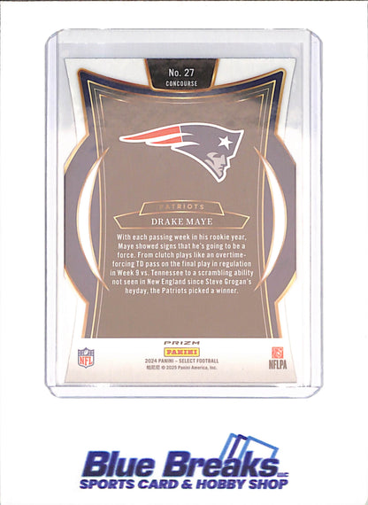 2024 Panini Select - Drake Maye - RC - Silver Die-Cut - New England Patriots - Football - #27