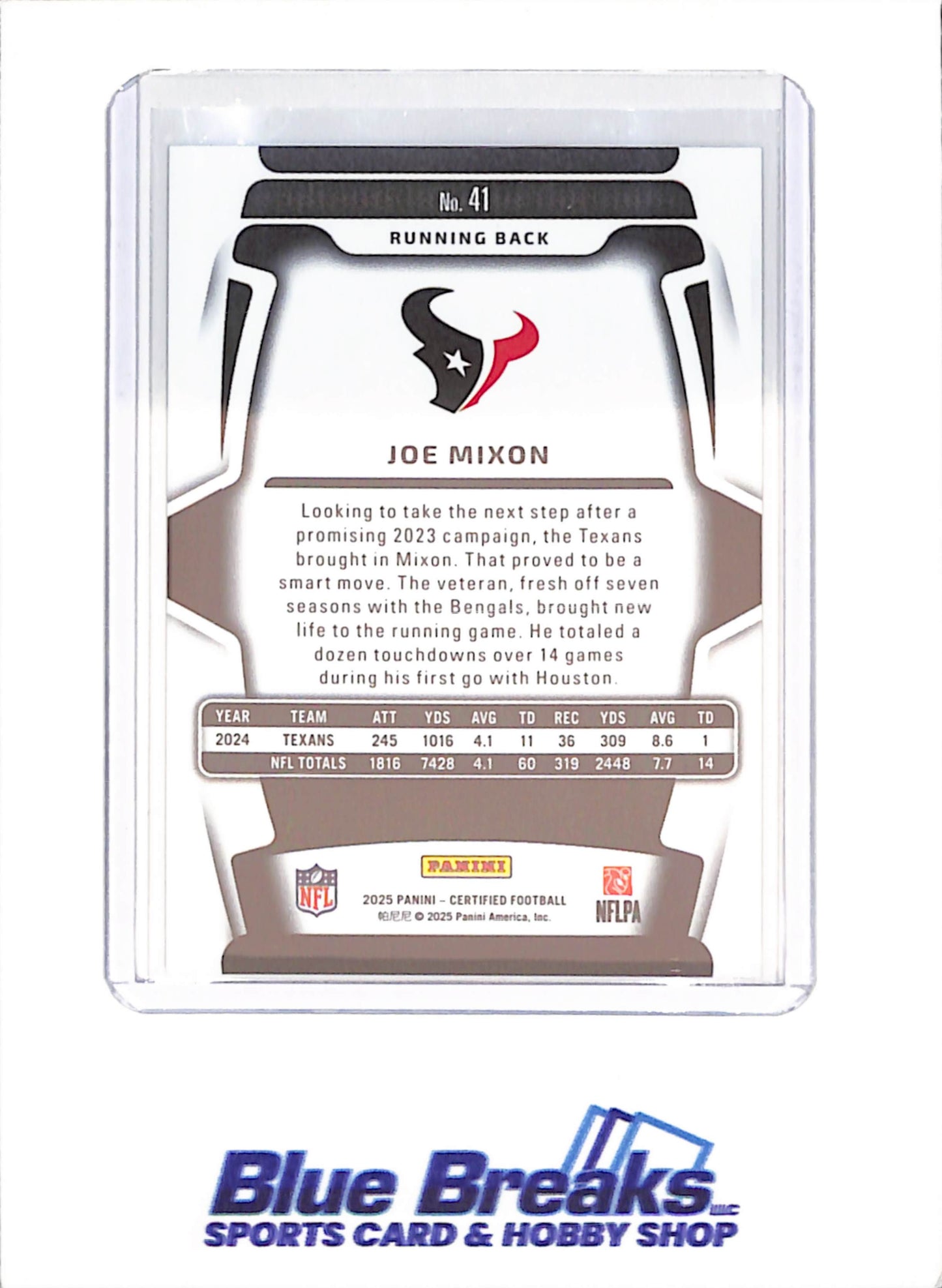 2025 Panini Certified - Joe Mixon - Green Mirror - 7/25 - Houston Texans - Football - #41