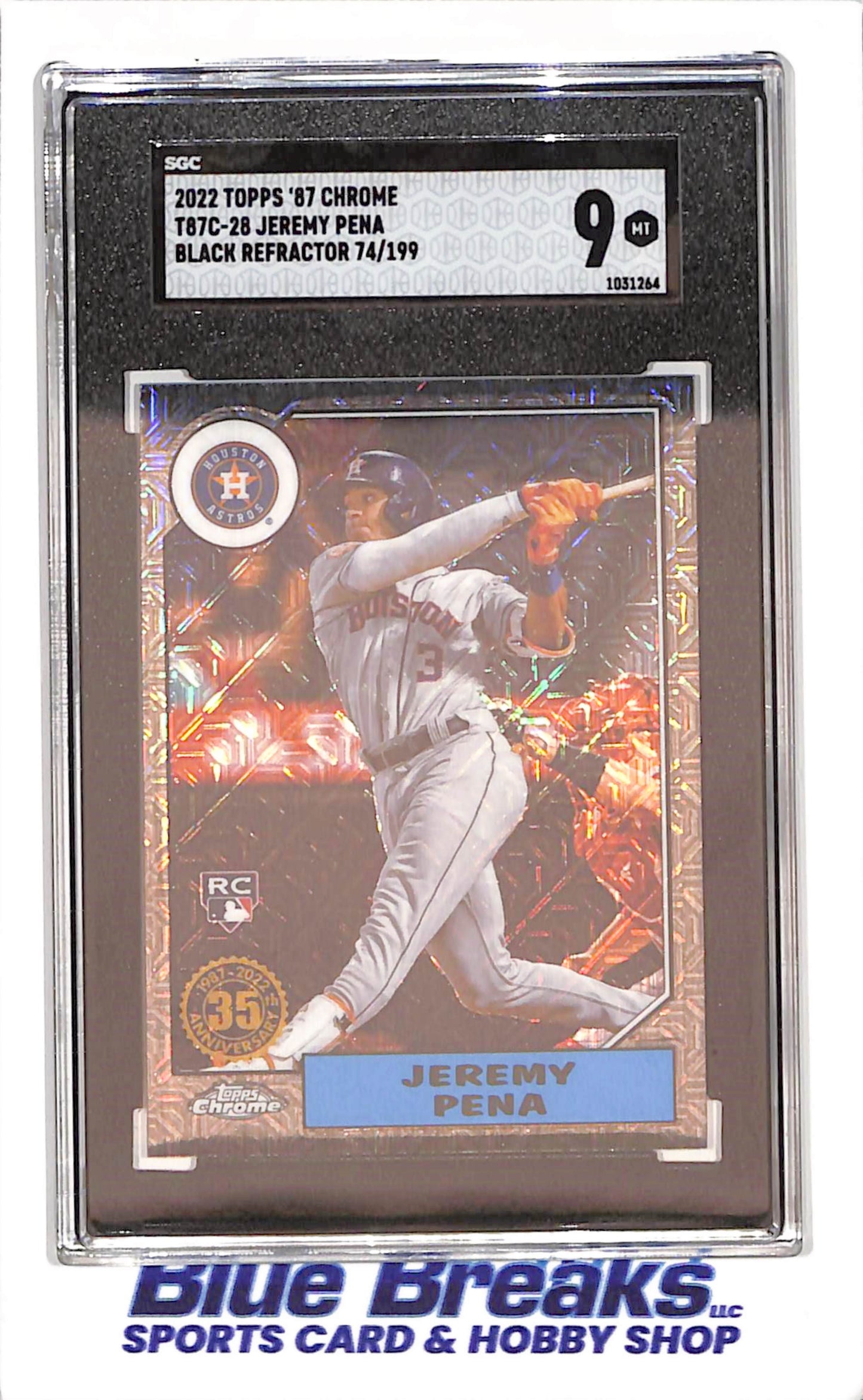 2022 Topps Chrome - Jeremy Pena - Black Refractor - 74/199 - '87 Chrome Mojo - RC - Houston Astros - Baseball - CGC 9 - #T87C-28
