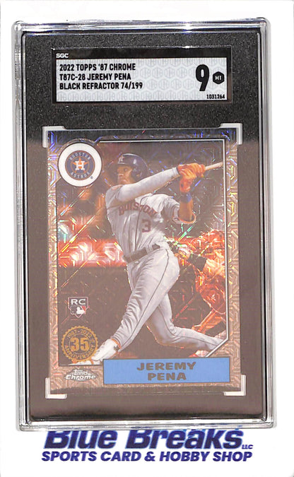 2022 Topps Chrome - Jeremy Pena - Black Refractor - 74/199 - '87 Chrome Mojo - RC - Houston Astros - Baseball - CGC 9 - #T87C-28