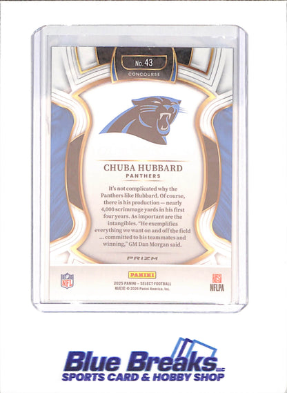 2025 Panini Prizm - Chuba Hubbard - Zebra - Concourse - Carolina Panthers - Football - #43