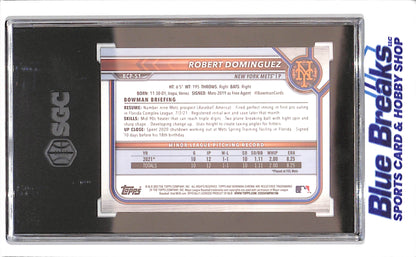 2022 Bowman Chrome - Robert Dominguez - Green Mini-Diamond Refractor - 70/99 - Bowman 1st - CGC 10 - #BCP-51