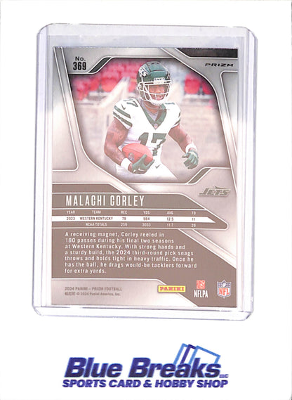 2024 Panini Prim - Malachi Corley - RC - White Sparkle - New York Jets - Football - #369