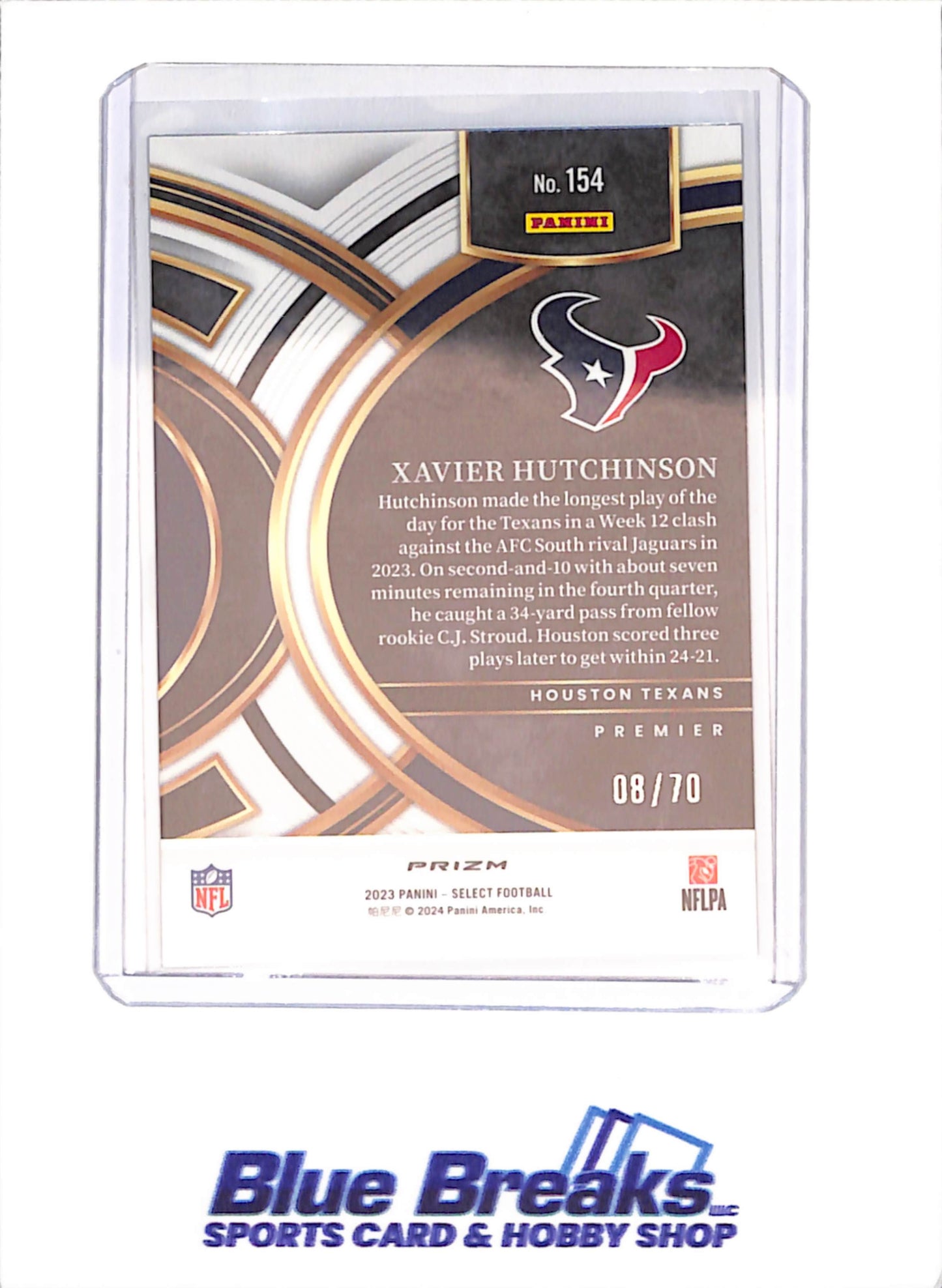 2023 Panini Select - Xavier Hutchinson - RC - Green Dragon Scale - 8/70 - Houston Texans - Football - #154