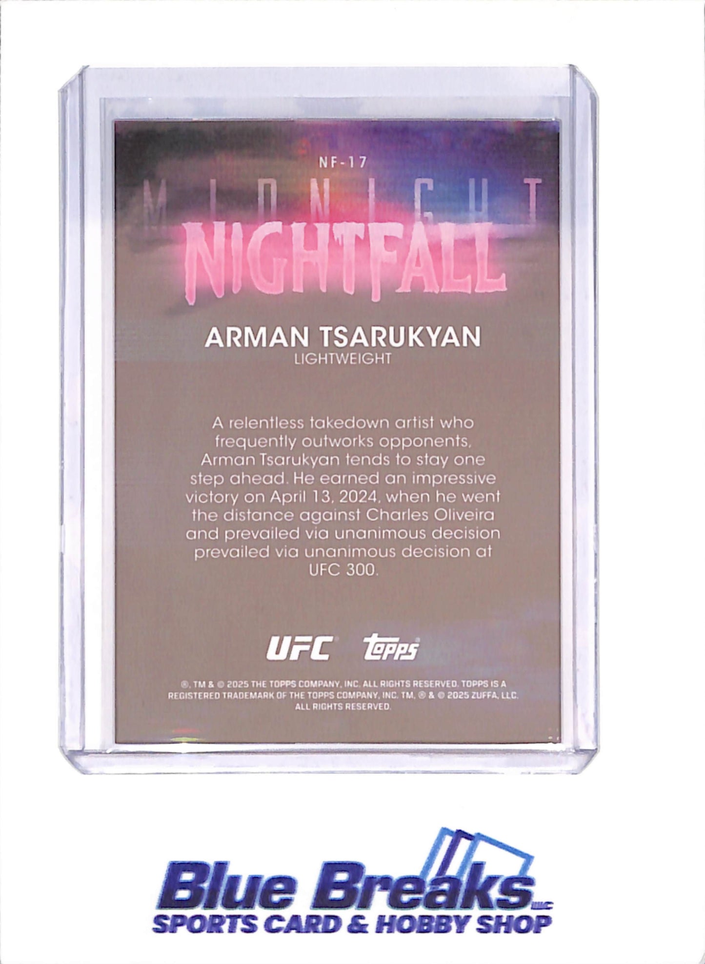 2025 Topps Midnight - Arman Tsarukyan - Nightfall - 69/75 - Lightweight - UFC - #NF-17