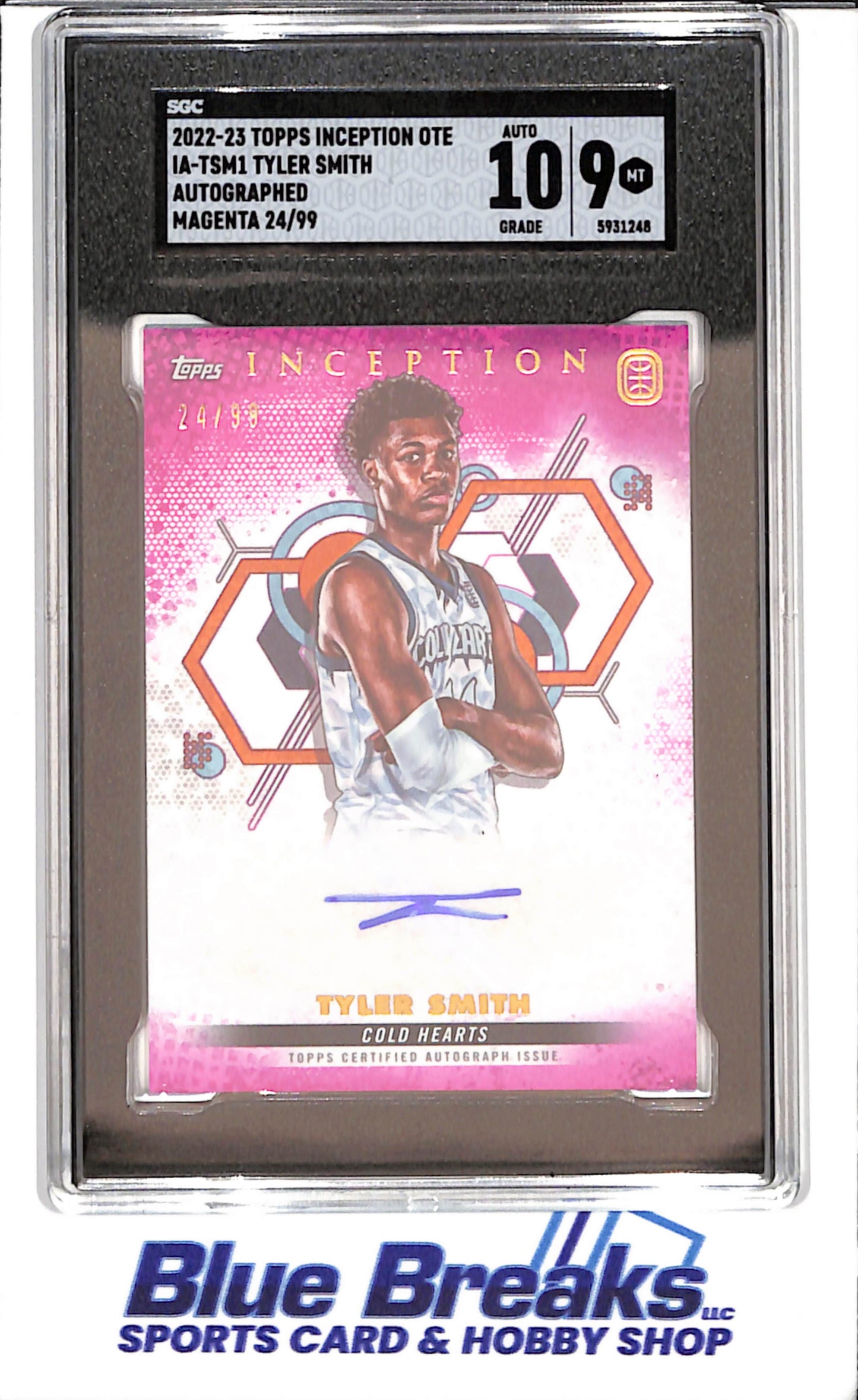 2022-23 Topps Inception OTE - Tyler Smith - Magenta - 24/99 - Autograph - SGC 10/Auto 9 - Cold Hearts - Basketball - #IA-TSM1