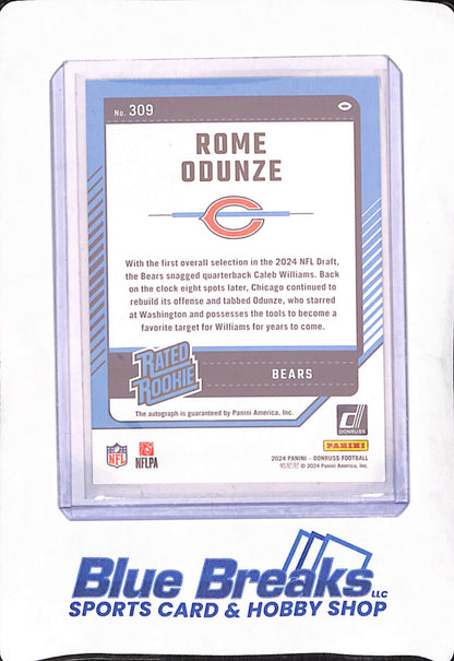 2024 Panini Donruss Optic - Rome Odunze - Autograph - Chicago Bears - Football - #309