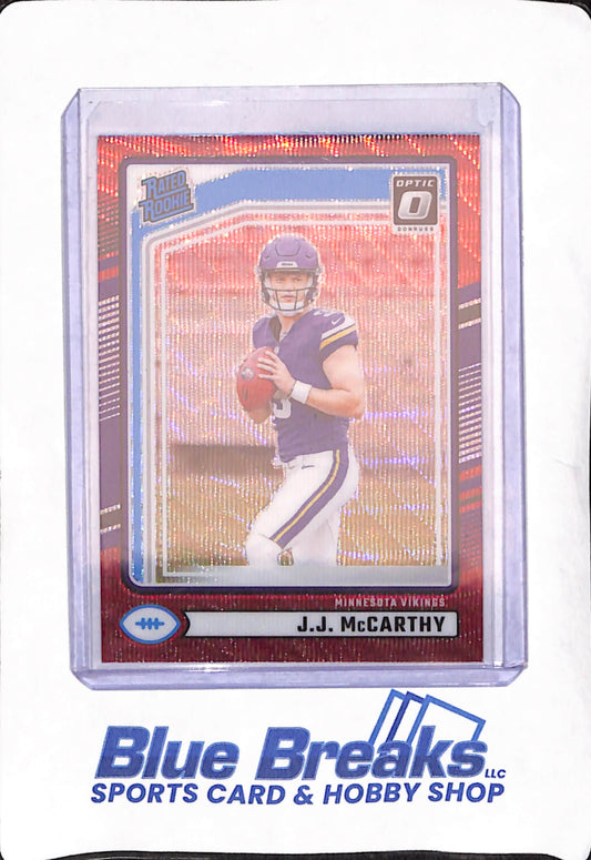 2024 Panini Donruss - JJ McCarthy - Red Wave - Rated Rookie - Minnesota Vikings - Football - #303